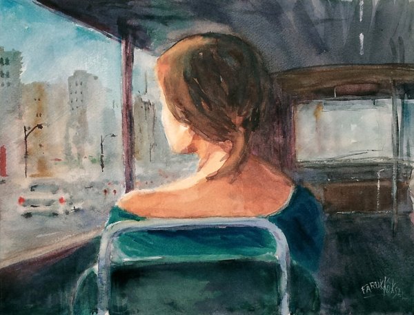 Одиночество акварель