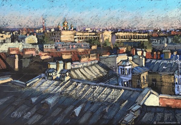 Крыши Москвы живопись