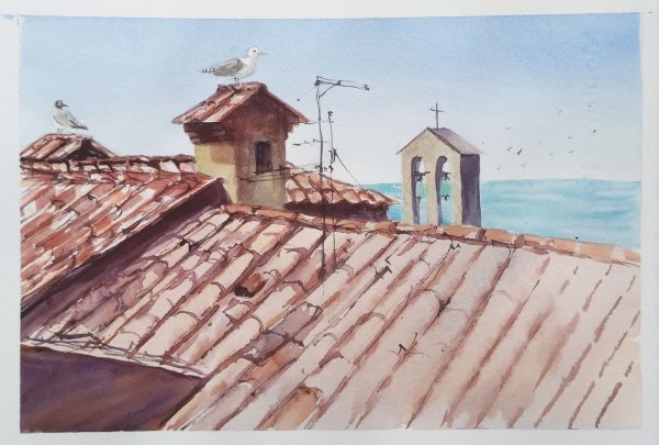 Картина крыши домов