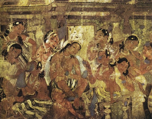 Пещеры Аджанты в Индии живопись