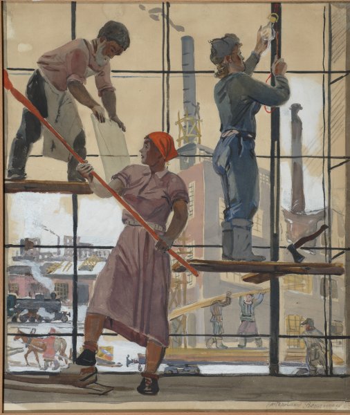 Строители на картинах художников