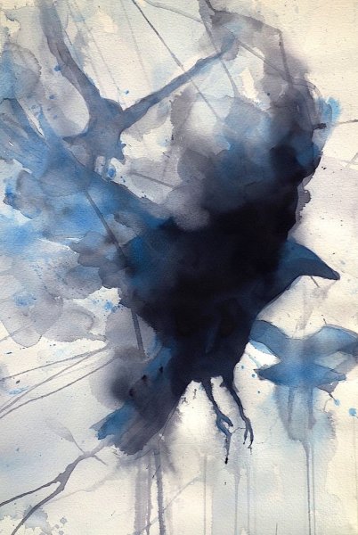 Рисование пятнами акварелью