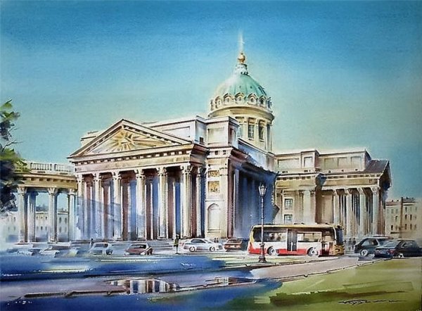 Константин Кузема акварель Исакиевский собор