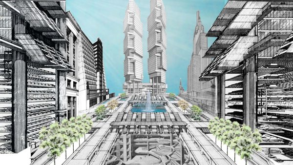 Коллаж архитектурных зданий