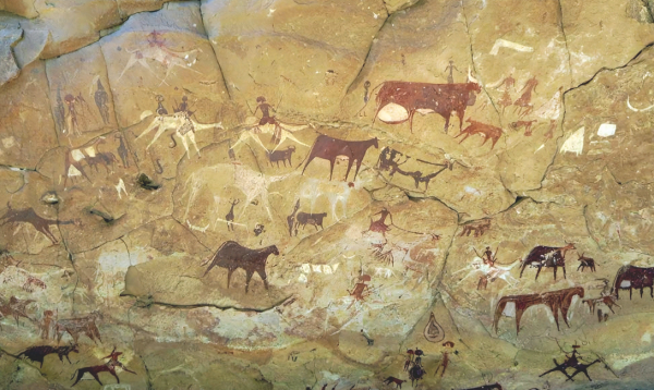 «Охотники». Наскальная живопись. Неолит (?). Южная Родезия.