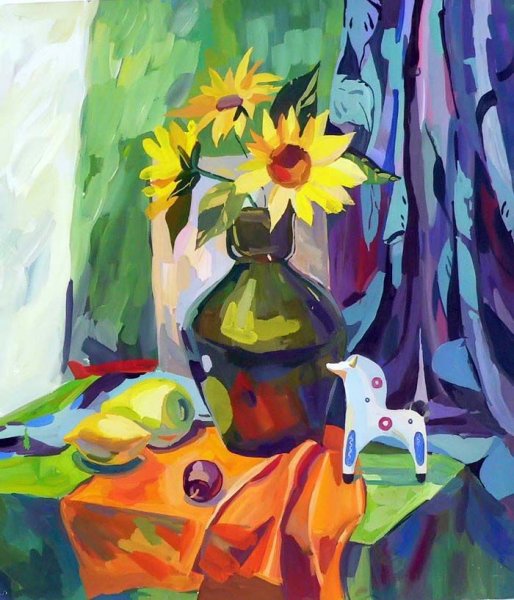 Декоративный натюрморт учащихся ДХШ