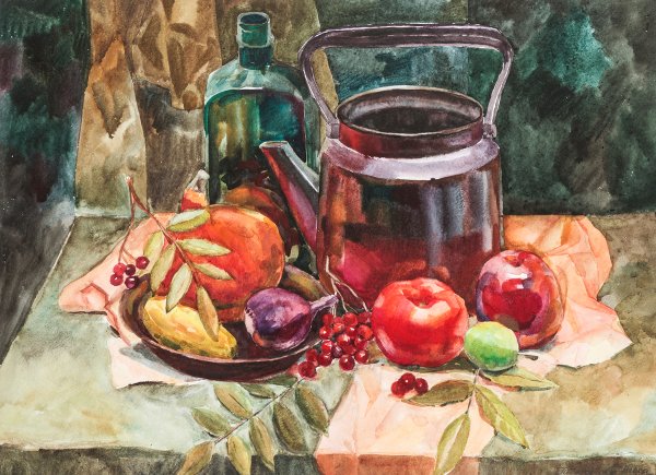 Тематический натюрморт акварелью