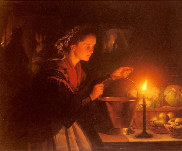 Petrus van Schendel (1806 – 1870) чтение при свечах