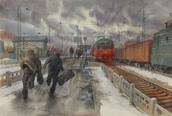 Камиль Писсарро паровоз железная дорога