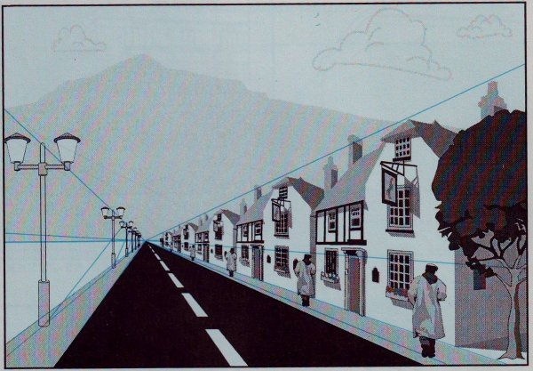 Линейная перспектива улицы с 1 точкой схода