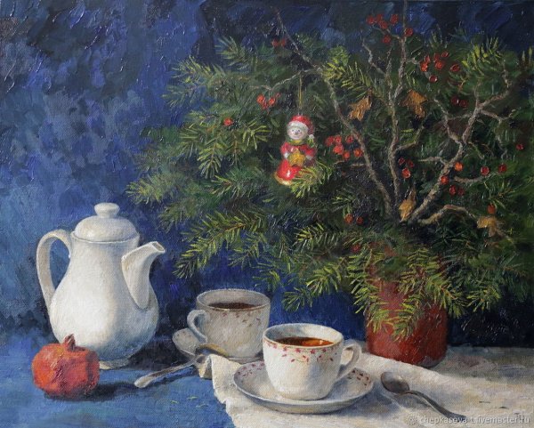 Новогодние миниатюры маслом