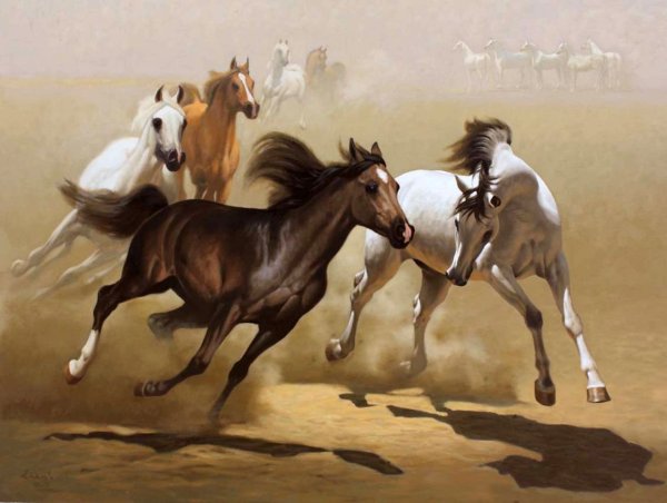 Лошади. Британский художник Петер Смит .