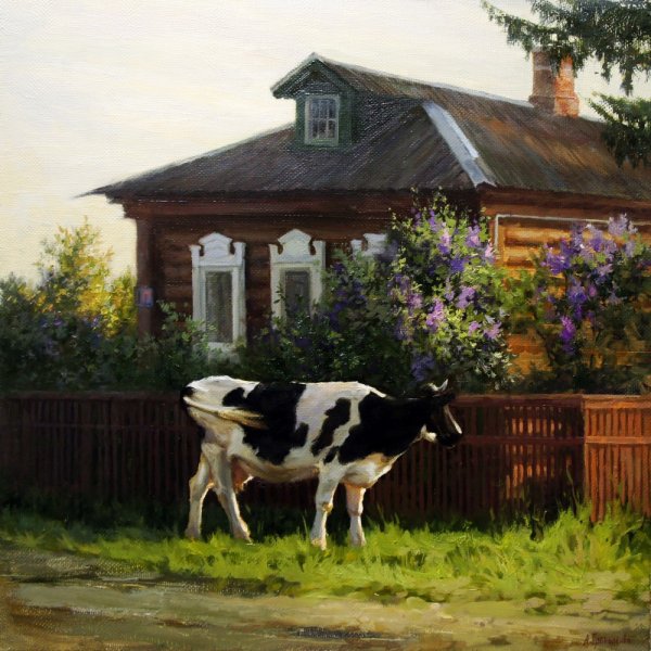 Картина корова с теленком