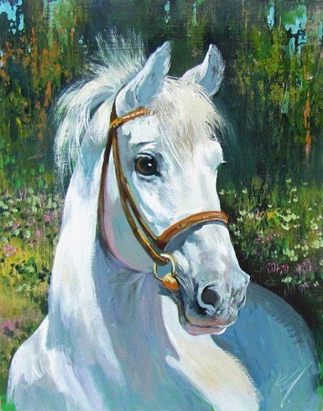 Белая лошадь живопись