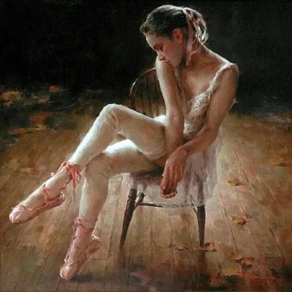 Картина девушка на кровати