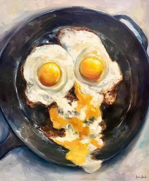 Натюрморт с яичницей маслом