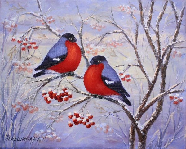 Снегири в живописи