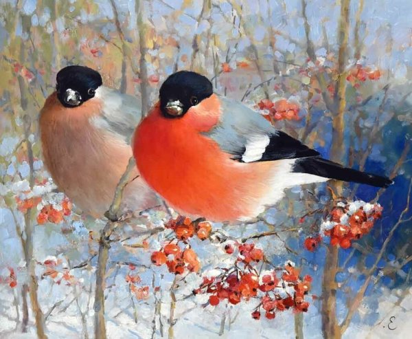 Майстренко Геннадий Снегири художник