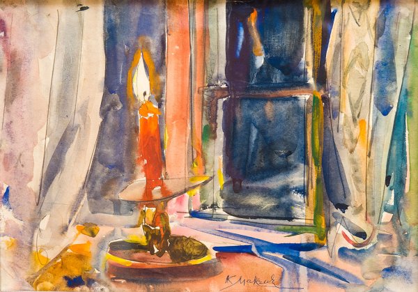 Картина свеча в окне