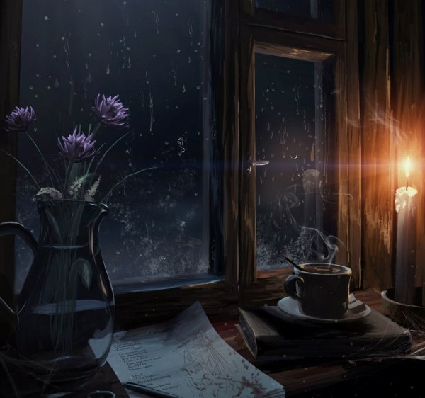 Вечер в деревенской избе