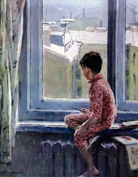 Картинамлевочка у окна