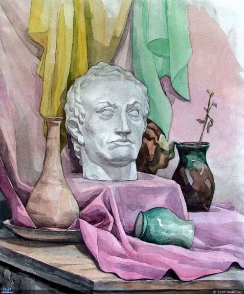 Академическая живопись гипсовая голова