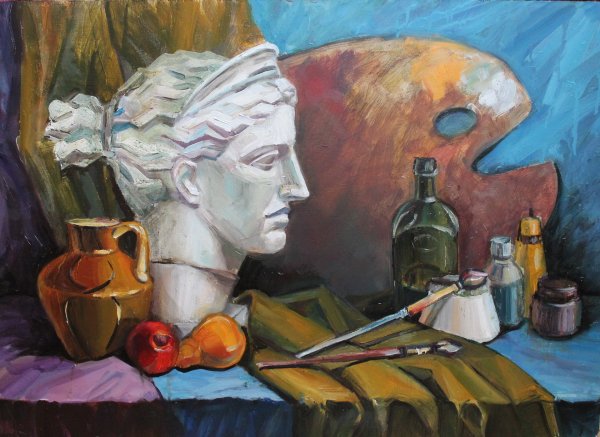 Академический натюрморт с гипсовой головой