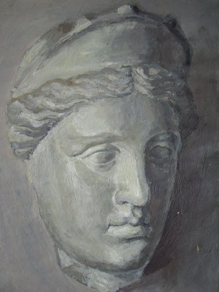 Гризайль гипсовой головы Академия художеств