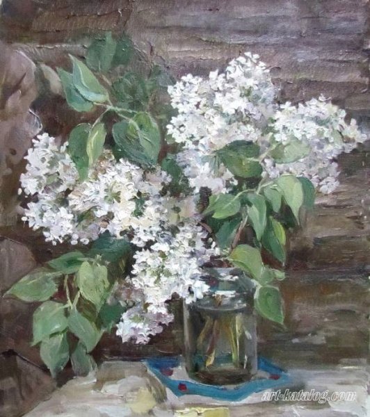 Белая сирень маслом