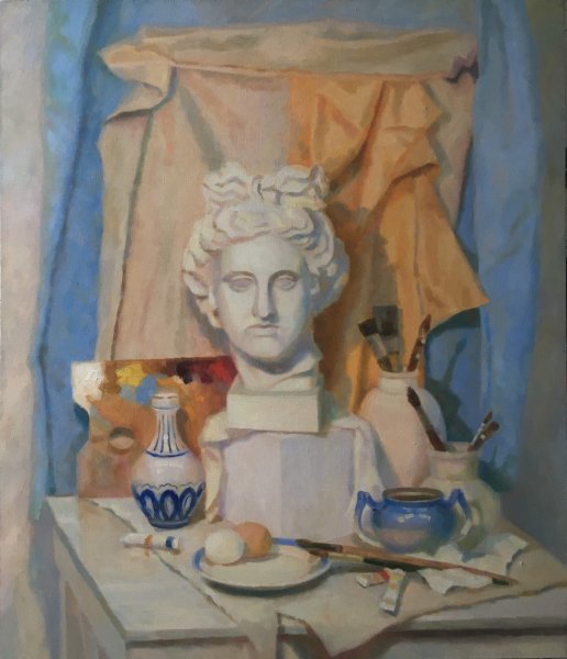 Никич натюрморт с гипсовой головой