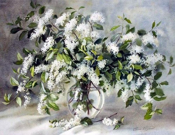 Елена Базанова сирень акварелью