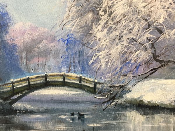 Зима в парке живопись