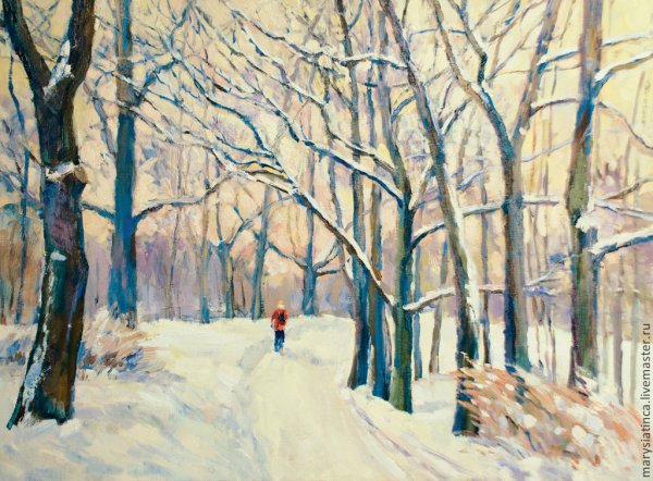 Зимняя аллея живопись