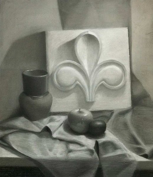 Натюрморт с гипсовой розеткой живопись