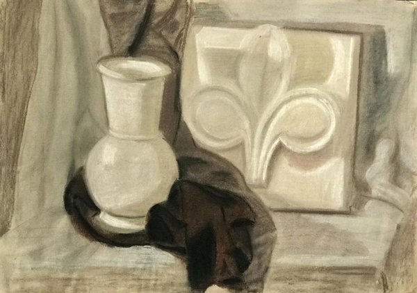 Натюрморт с гипсовой розеткой живопись