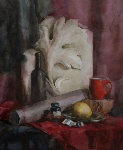 Натюрморт с гипсовой розеткой