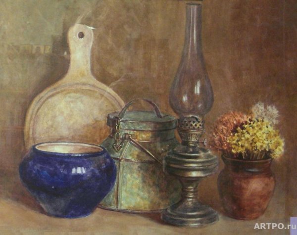 Керосиновая лампа акварелью