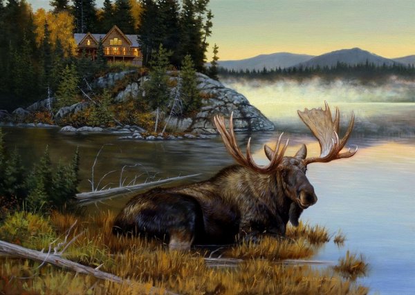 Пейзаж с лосем