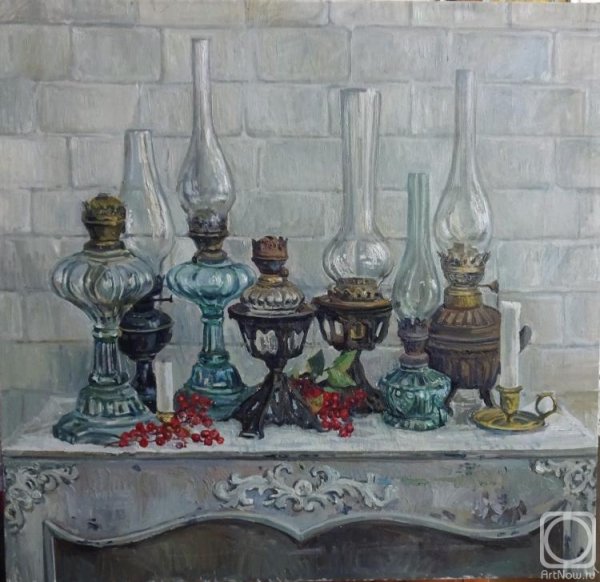 Натюрморт с керосиновой лампой живопись