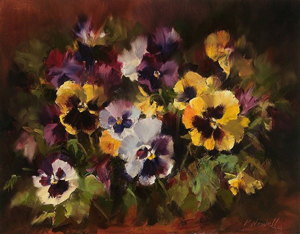 Анютины глазки маслом