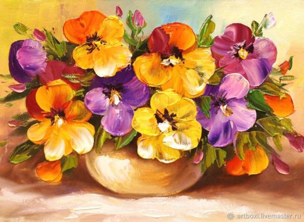 Анютины глазки картины маслом