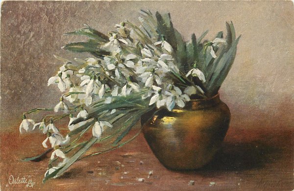 Букет подснежников живопись