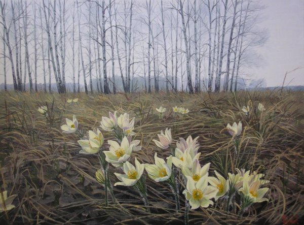 Художник Репин Дмитрий Петрович. Весенние первоцветы