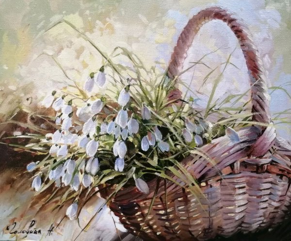 Подснежники в корзине