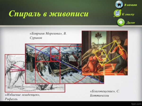 Логарифмическая спираль в картинах