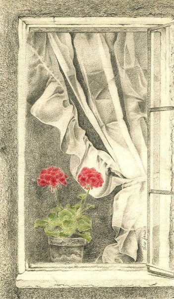 Вид из окна рисунок карандашом