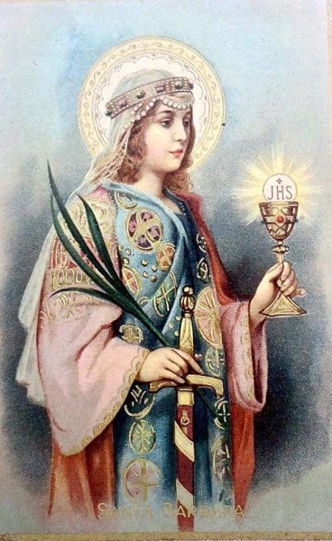 Великомученица Варвара причащает