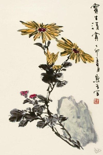 Подсолнух в китайской живописи го Зуа