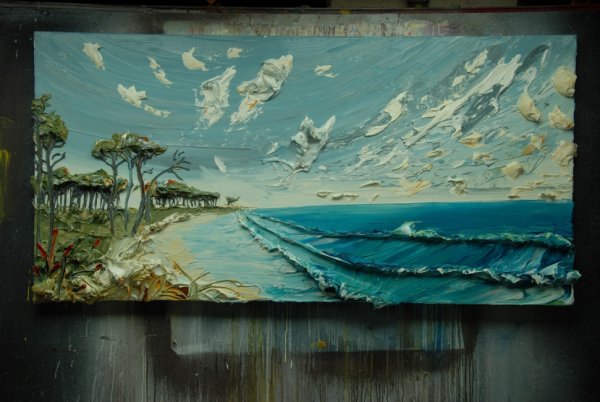 Акрил. Джастин Геффри. «Морской пейзаж»,