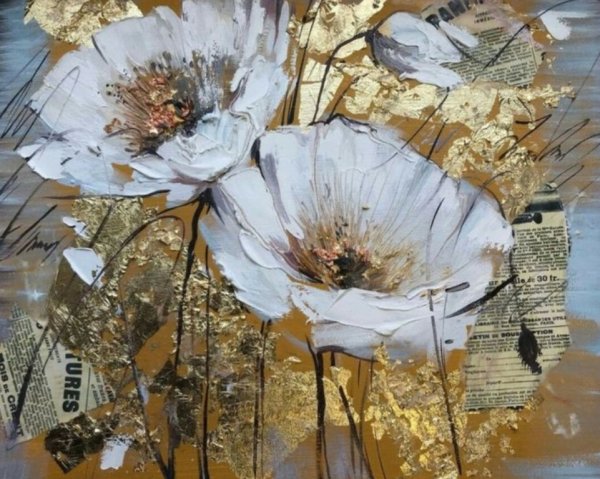 Маки акрилом с поталью